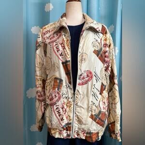 Vintage 100% silk bomber windbreaker jacket. M